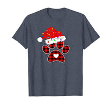 Load image into Gallery viewer, Buffalo Plaid Christmas Paw Dog with Santa hat &amp; Lights Gift T-Shirt
