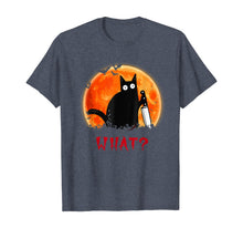 Load image into Gallery viewer, Cat What? Funny Black Cat Shirt, Murderous Cat With Knife T-Shirt
