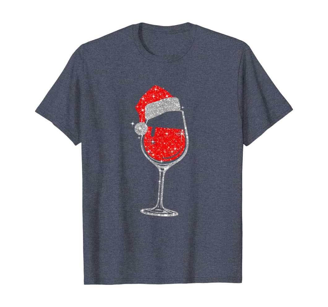 Wine Glasses Santa Hat Christmas Tee Funny Wine Lover Gifts T-Shirt