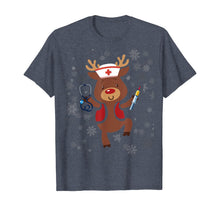 Load image into Gallery viewer, Medical Scrub Top Reindeer Nurse With Stethoscope Christmas T-Shirt
