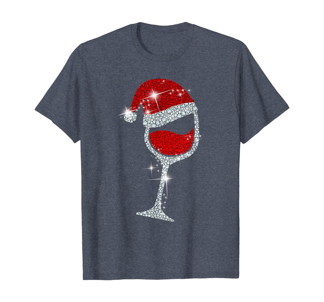 Wine Glasses Santa Hat Christmas Tee Funny Wine Lover Gift T-Shirt
