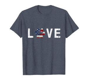 I Love Dogs & Cats American Flag Paw Print Dog & Cat T Shirt