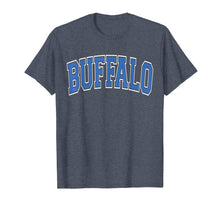 Load image into Gallery viewer, Buffalo NY T Shirt - Varsity Style Blue Text
