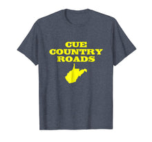 Load image into Gallery viewer, Cue Country Roads Blue and Gold T-shirt
