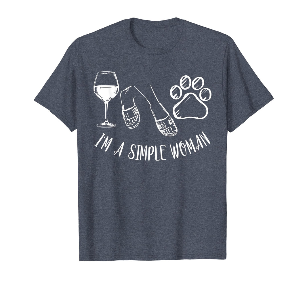 I'm A Simple Woman Funny Wine Flip Flops Dog Paw Gift T-Shirt
