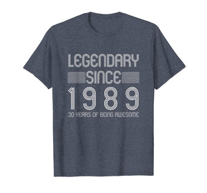 30th Birthday T Shirt - 30 Years Of Being Awesome Since 1989