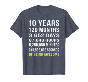 10th Birthday Gift T Shirt 10 Years Old Being Awesome Tee