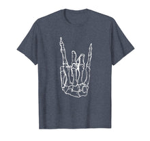 Load image into Gallery viewer, Rock Hand Shirt Skeleton Rocking It Heavy Metal Horns Tee
