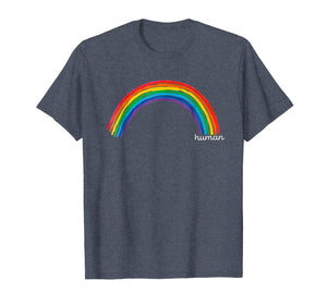 HUMAN Rainbow LGBT Pride Tshirt for Gay Boys Lesbian Bi Tran