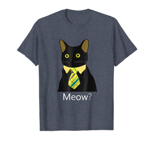 Black Business Cat Kitten with Yellow Tie T-shirt Tee Tshirt