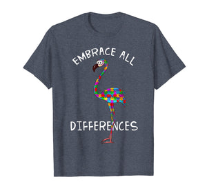 Embrace Differences Puzzle Flamingo Autism Awareness Tshirt