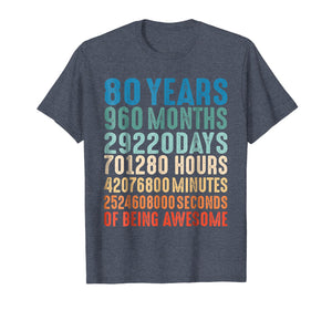 80 Years Old 80th Birthday Vintage Retro T Shirt 960 Months