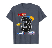 Load image into Gallery viewer, 3rd Birthday Boys Fire Truck Police Car T-Shirt 3 Year Old
