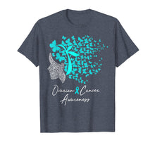 Load image into Gallery viewer, Ovarian Cancer Awareness Shirt Teal Butterflies TShirt
