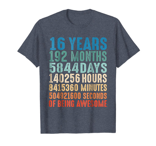 16 Years Old 16th Birthday Vintage Retro T Shirt 192 Months