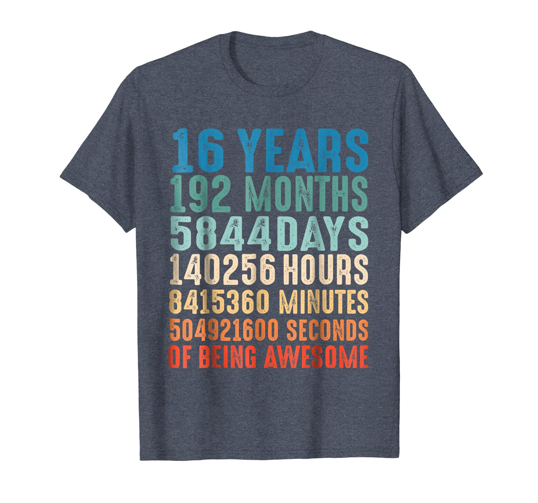 16 Years Old 16th Birthday Vintage Retro T Shirt 192 Months
