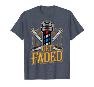 Faded Barber Straight Razor T-Shirt - Barbershop Gift Idea