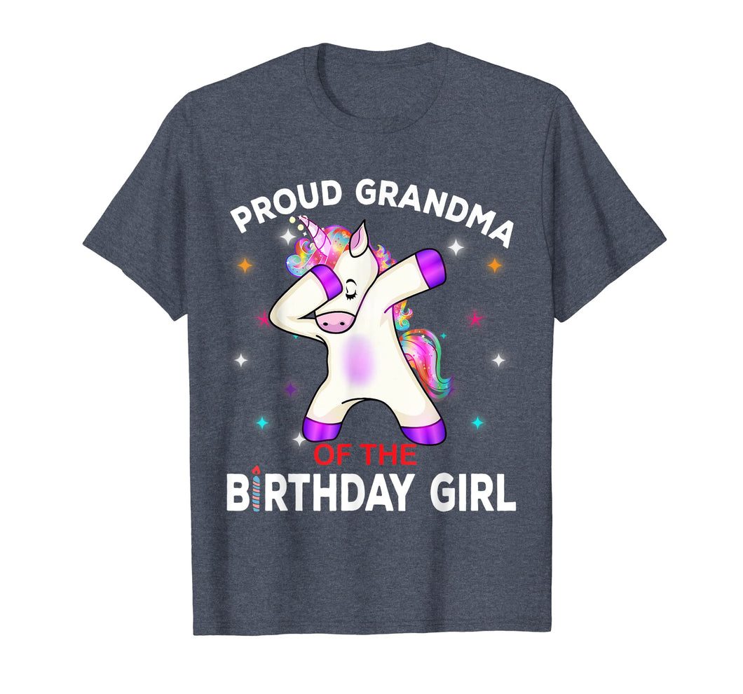 Grandma of the Birthday Girl Shirt Cute Unicorn Dabbing Gift