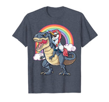 Load image into Gallery viewer, Unicorn Riding Dinosaur T rex Shirt Boys Girls Kids Rainbow
