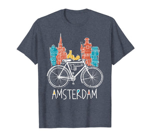 Amsterdam T-Shirt Retro Netherlands Bicycle Bike Gift