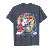 Load image into Gallery viewer, Unicorn Riding Dinosaur T rex Shirt Boys Girls Kids Rainbow

