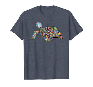 Fun Mosaic Shell Sea Turtle Lovers Land Tortoise T-Shirt