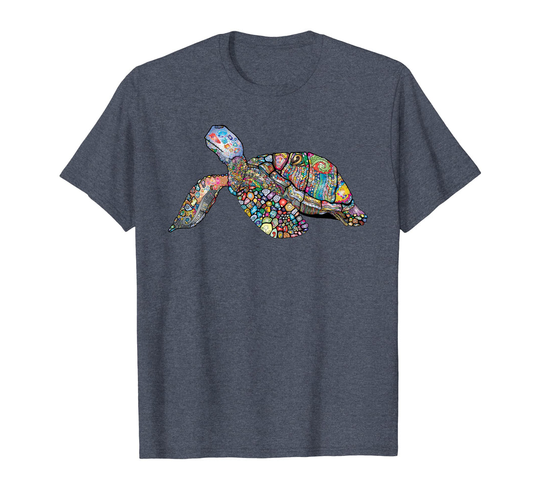 Fun Mosaic Shell Sea Turtle Lovers Land Tortoise T-Shirt