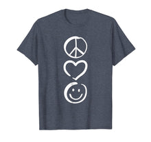 Load image into Gallery viewer, Peace Love and Happiness T-Shirt Peace Sign, Heart, Smile-1062452
