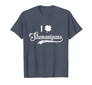 Happy St.Patrick's Day - I Love Shenanigans With Shamrock T-Shirt-2646849