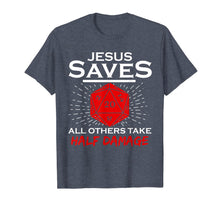 Load image into Gallery viewer, Jesus Saves All Others Take Half Damage Dragon DnD Dice Gift T-Shirt
