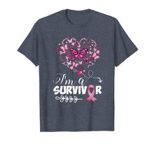 Load image into Gallery viewer, I'm a survivor heart pink ribbon breast cancer awareness T-Shirt
