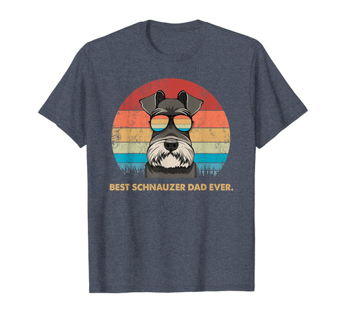 Dog Vintage Best Schnauzer Dad ever Tshirt Fathers day Gifts