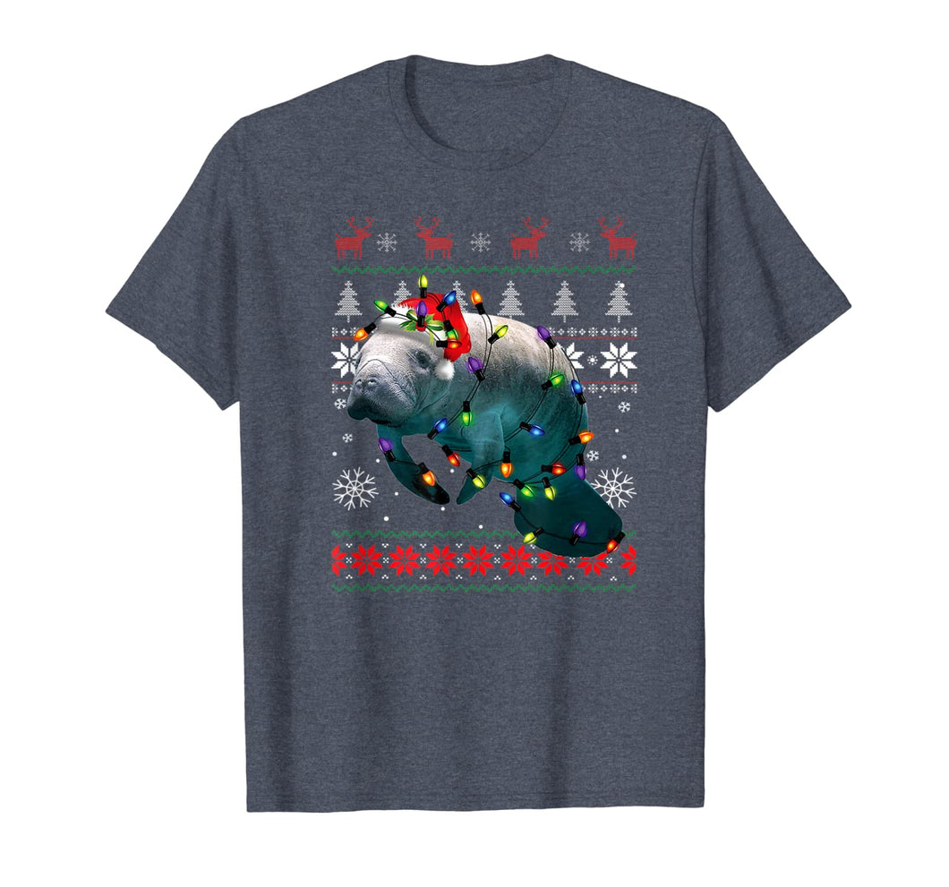 Ugly Christmas Manatee Santa Shirt Funny Manatee Lover Gift T-Shirt