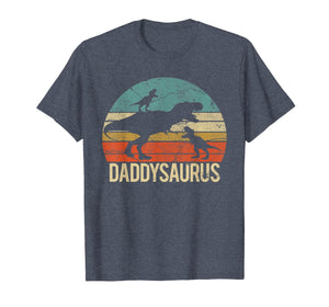 Daddysaurus Vintage Retro Sunset Tshirt Gift For Fathers Day