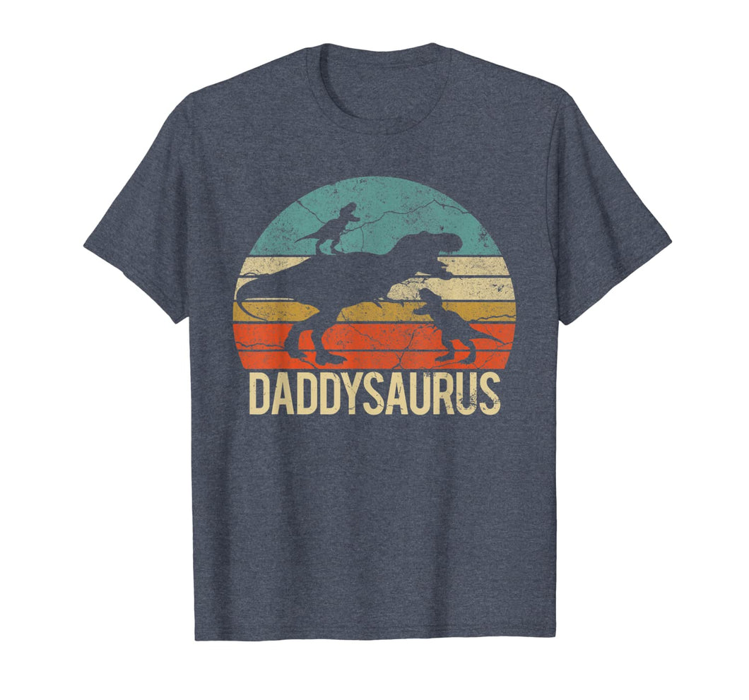 Daddysaurus Vintage Retro Sunset Tshirt Gift For Fathers Day