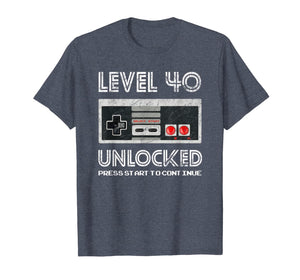 40 Year Old Fourty Birthday Gift Level 40 unlocked gamer T-Shirt-201277