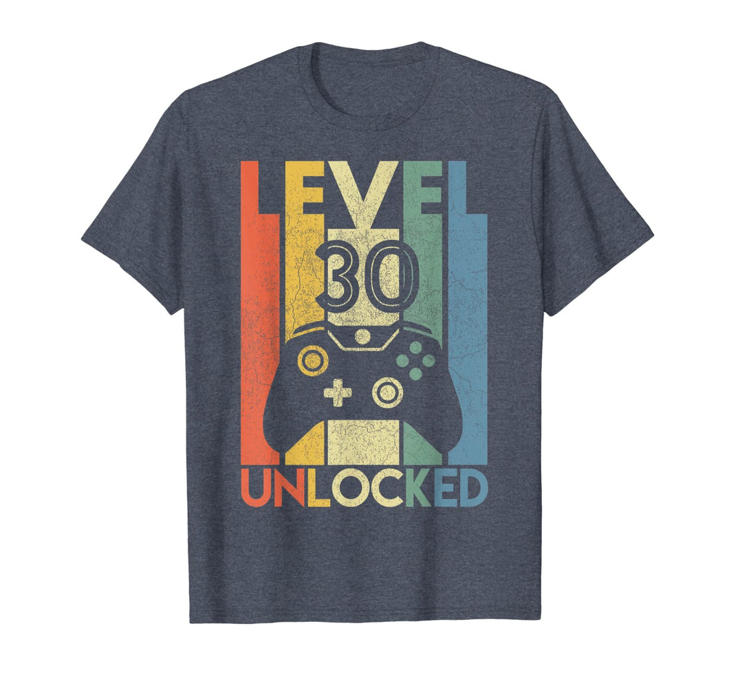 Level 30 Unlocked Shirt Funny Video Gamer 30th Birthday Gift T-Shirt