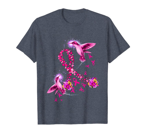 Hummingbird Flower Pink Ribbon Breast Cancer Awareness T-Shirt