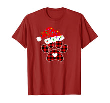 Load image into Gallery viewer, Buffalo Plaid Christmas Paw Dog with Santa hat &amp; Lights Gift T-Shirt
