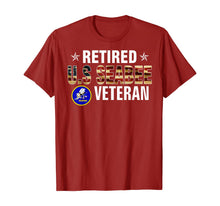 Load image into Gallery viewer, Vintege Retired US Seabee Veteran American Flag Cool Gift T-Shirt
