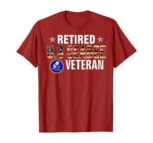 Vintege Retired US Seabee Veteran American Flag Cool Gift T-Shirt