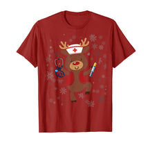 Load image into Gallery viewer, Medical Scrub Top Reindeer Nurse With Stethoscope Christmas T-Shirt
