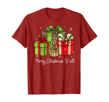 Load image into Gallery viewer, Merry Christmas Y'all Leopard Print Christmas Gift Box Xmas T-Shirt
