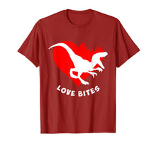 Load image into Gallery viewer, Love Bites Velociraptor Dinosaur T-Shirt For Valentine's Day

