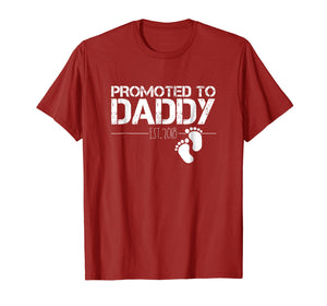 Mens Men's Promoted To Daddy Est 2018 T-Shirt New Dad Gift