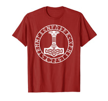 Load image into Gallery viewer, Thor Hammer Mjolnir in Circle of Norse Runes T-Shirt
