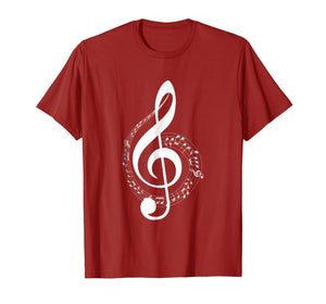 Music Note T Shirt White Clef Musical Symbol for Musician