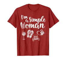 Load image into Gallery viewer, I&#39;m A Simple Woman Shirt Love Wine Flip Flop Dog Jeeps Gift
