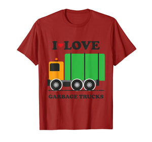 I Heart Love Garbage Trucks Shirt | Little Boys Kids T-Shirt