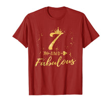 Load image into Gallery viewer, 7 and Fabulous 7th Birthday Party Gold Gift Shirt for Girls
